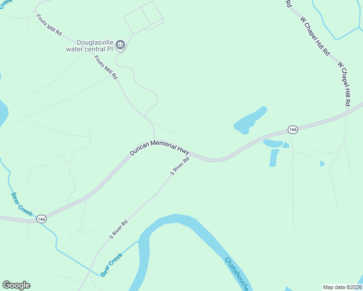 map of restaurants, bars, coffee shops, grocery stores, and more near Fouts Mill Road in Douglas County