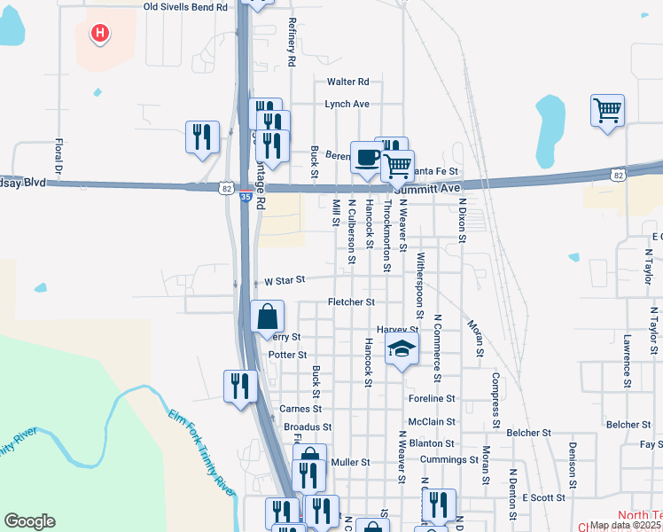 map of restaurants, bars, coffee shops, grocery stores, and more near 803 West Star Street in Gainesville
