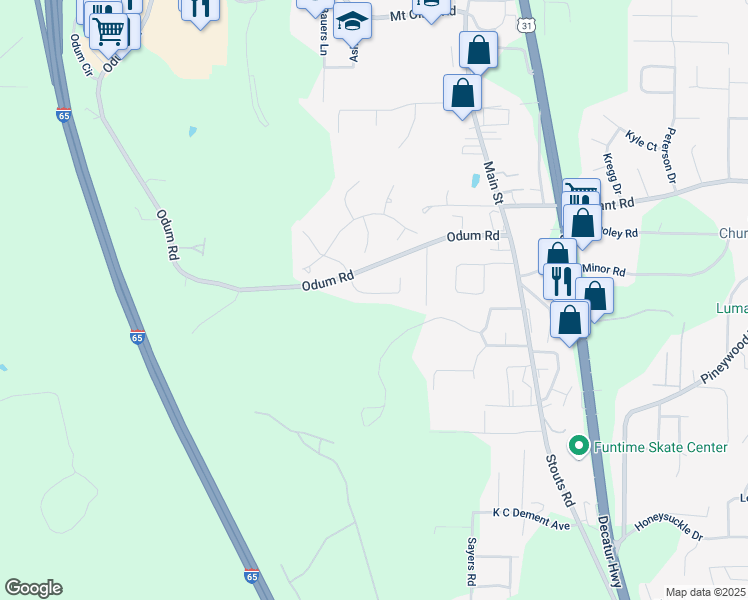 map of restaurants, bars, coffee shops, grocery stores, and more near 529 Magnolia Crest Circle in Gardendale