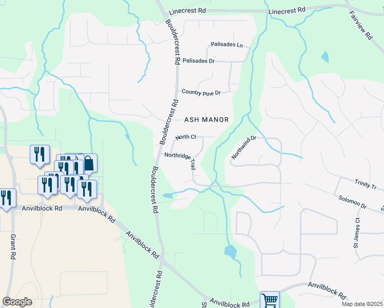 map of restaurants, bars, coffee shops, grocery stores, and more near 4275 Ridgeland Terrace in Ellenwood