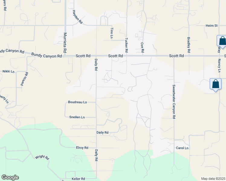 map of restaurants, bars, coffee shops, grocery stores, and more near 26400 Shady Lane Court in Menifee