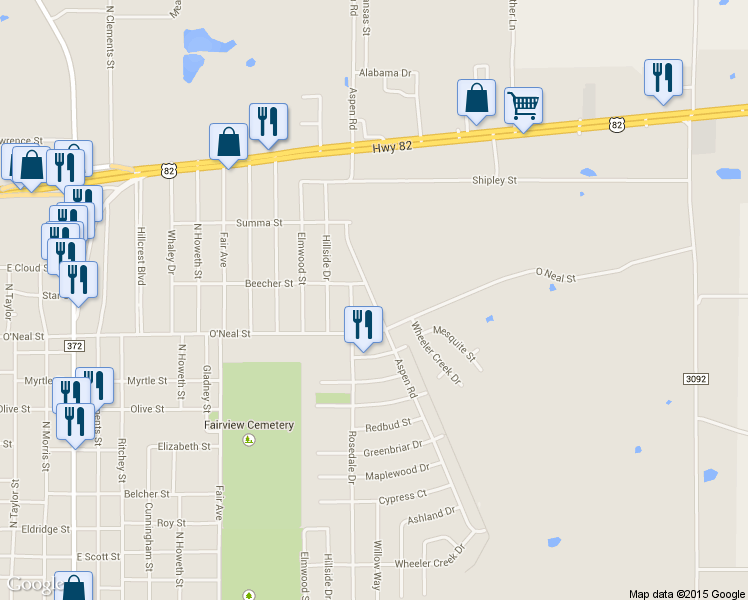 map of restaurants, bars, coffee shops, grocery stores, and more near 1108 Aspen Road in Gainesville