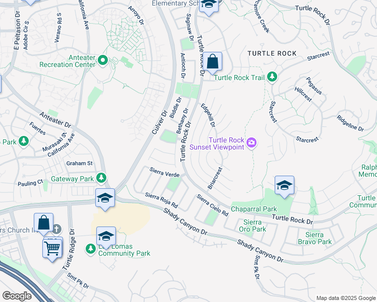 map of restaurants, bars, coffee shops, grocery stores, and more near 5502 Southall Terrace in Irvine