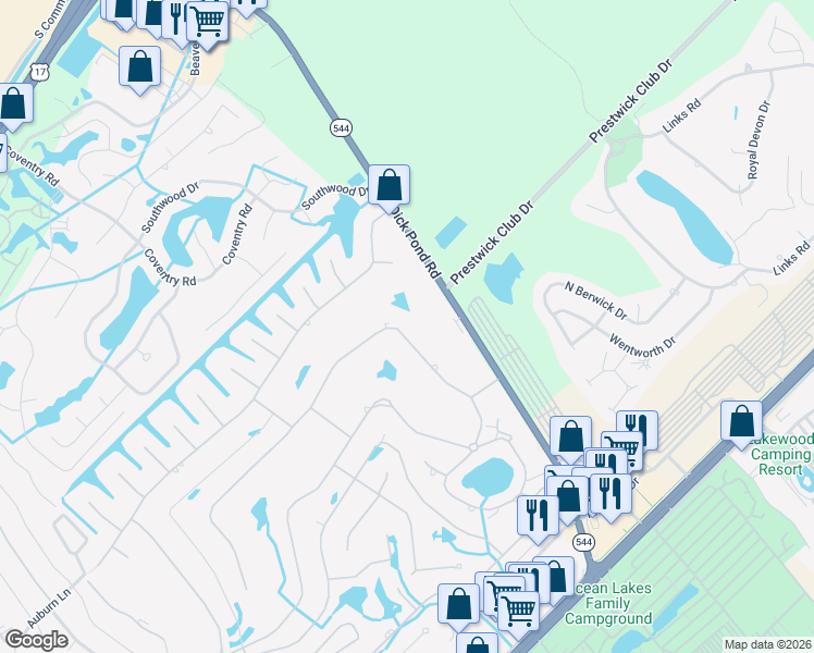 map of restaurants, bars, coffee shops, grocery stores, and more near 1772 Bay Tree Lane in Myrtle Beach