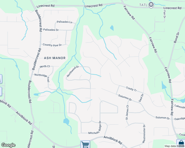 map of restaurants, bars, coffee shops, grocery stores, and more near 4075 Northwind Drive in Ellenwood