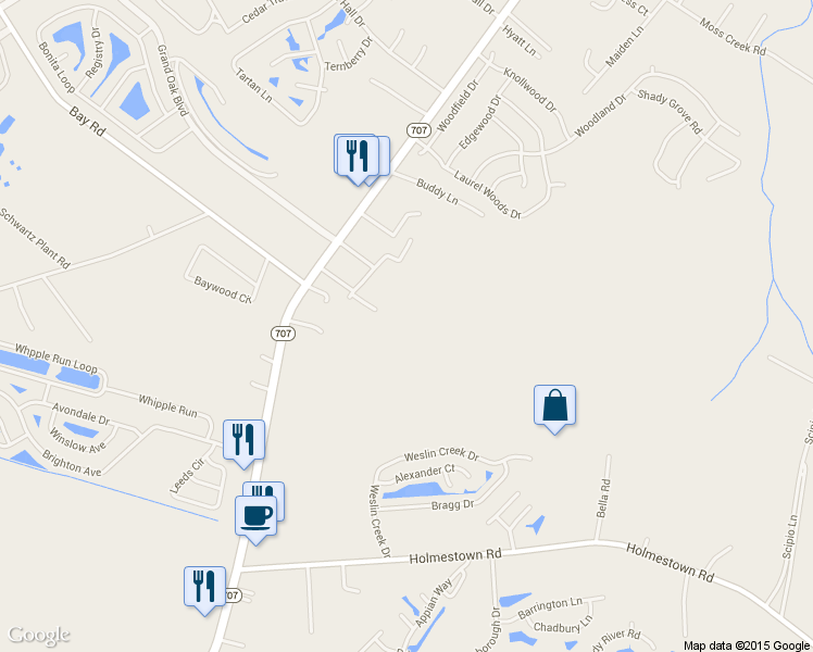 map of restaurants, bars, coffee shops, grocery stores, and more near 6330 Circle Lane in Myrtle Beach
