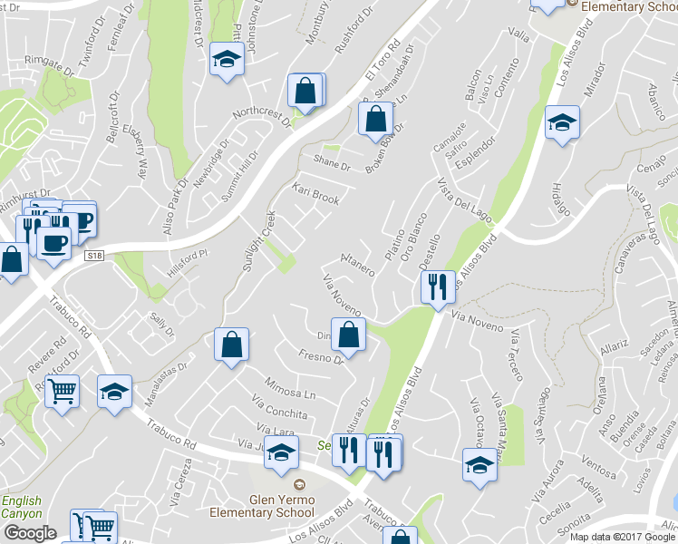 map of restaurants, bars, coffee shops, grocery stores, and more near 26611 Medra in Mission Viejo