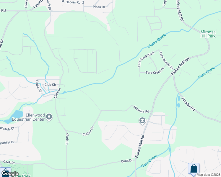 map of restaurants, bars, coffee shops, grocery stores, and more near 3607 Masters Road in Ellenwood