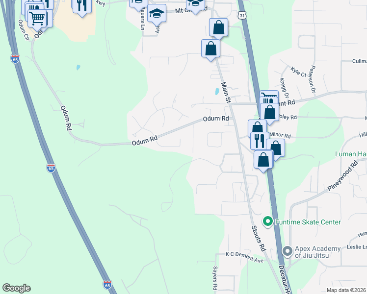 map of restaurants, bars, coffee shops, grocery stores, and more near 557 Magnolia Crest Circle in Gardendale