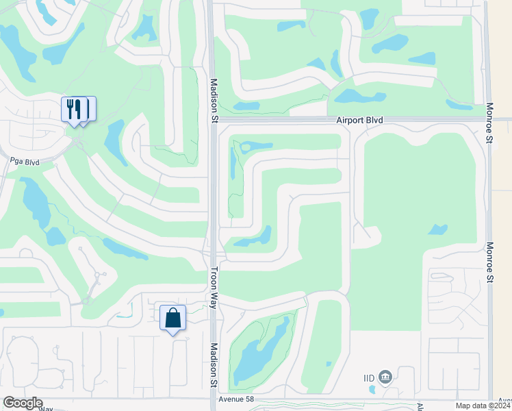 map of restaurants, bars, coffee shops, grocery stores, and more near 81135 Golf View Drive in La Quinta