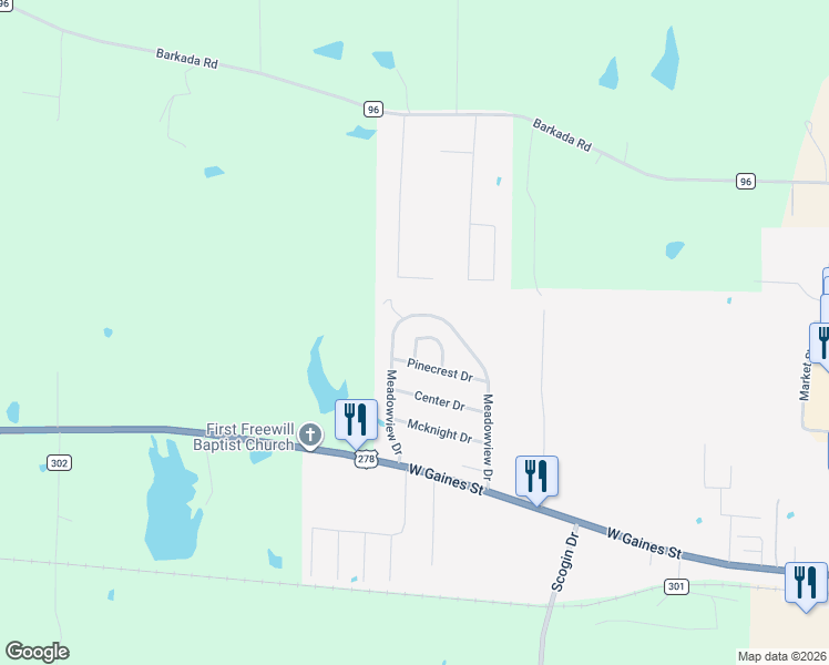map of restaurants, bars, coffee shops, grocery stores, and more near 148 Pinecrest Circle in Monticello
