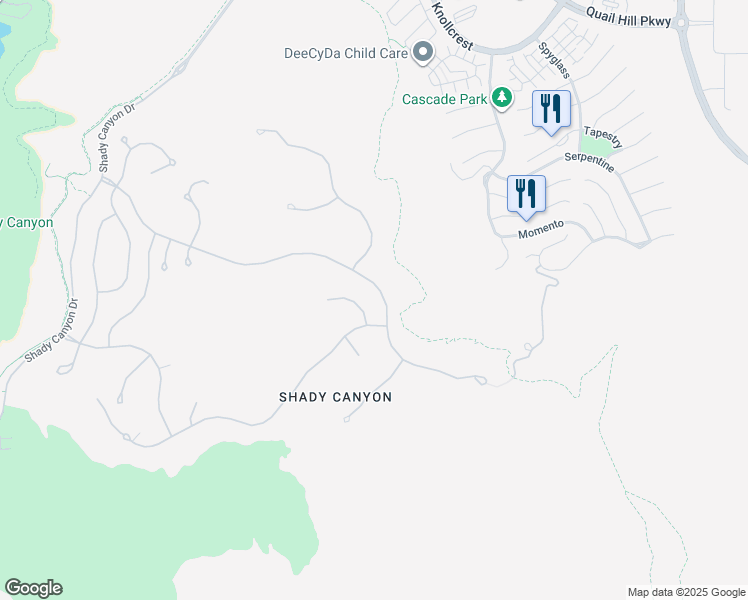 map of restaurants, bars, coffee shops, grocery stores, and more near 96 Canyon Creek in Irvine