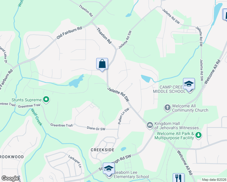 map of restaurants, bars, coffee shops, grocery stores, and more near 4260 Montego Bay Drive in College Park