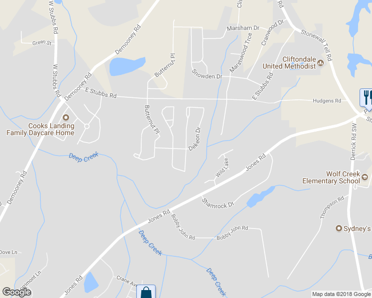 map of restaurants, bars, coffee shops, grocery stores, and more near 4253 Holliday Road in Atlanta
