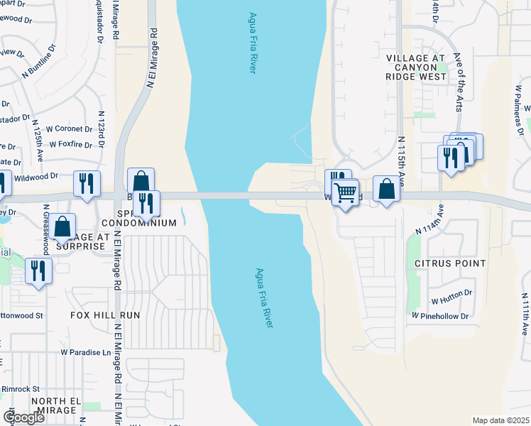 map of restaurants, bars, coffee shops, grocery stores, and more near in Surprise