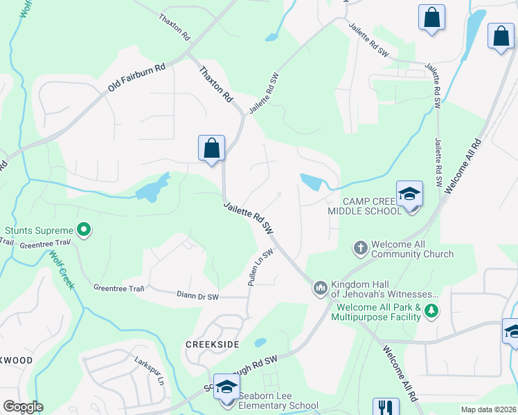 map of restaurants, bars, coffee shops, grocery stores, and more near 983 Jordan Way in Atlanta