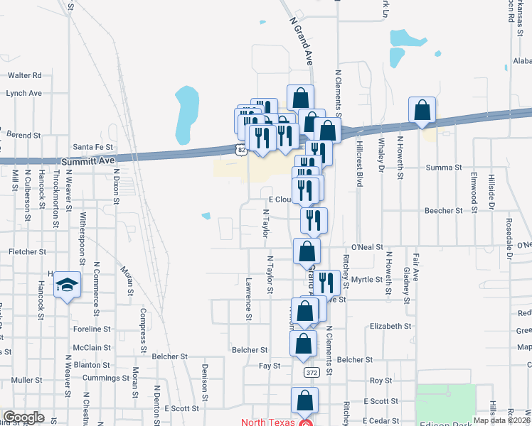map of restaurants, bars, coffee shops, grocery stores, and more near 1001 East Star Street in Gainesville