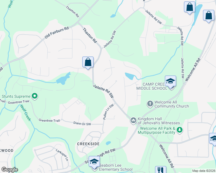 map of restaurants, bars, coffee shops, grocery stores, and more near 983 Jordan Way in Atlanta