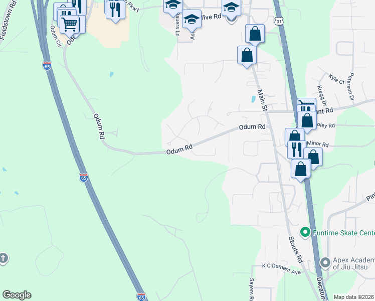 map of restaurants, bars, coffee shops, grocery stores, and more near 501 Magnolia Crest Circle in Gardendale