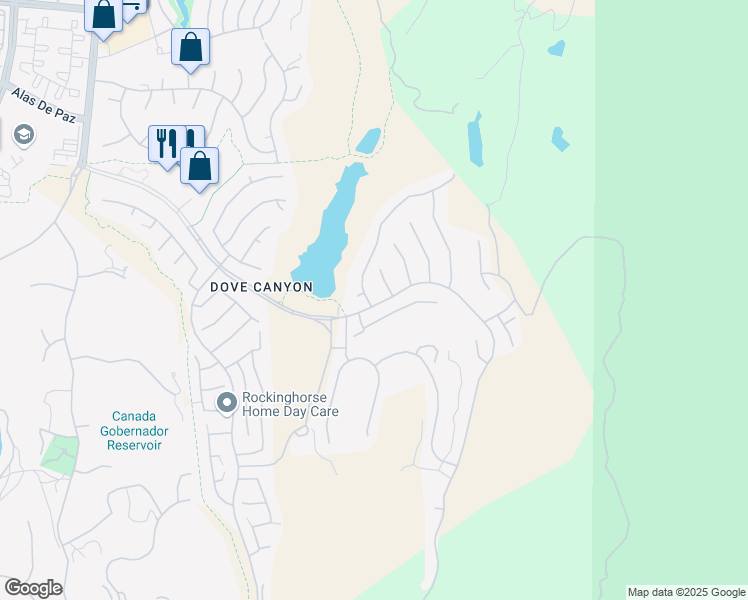 map of restaurants, bars, coffee shops, grocery stores, and more near 76 Hillrise in Rancho Santa Margarita