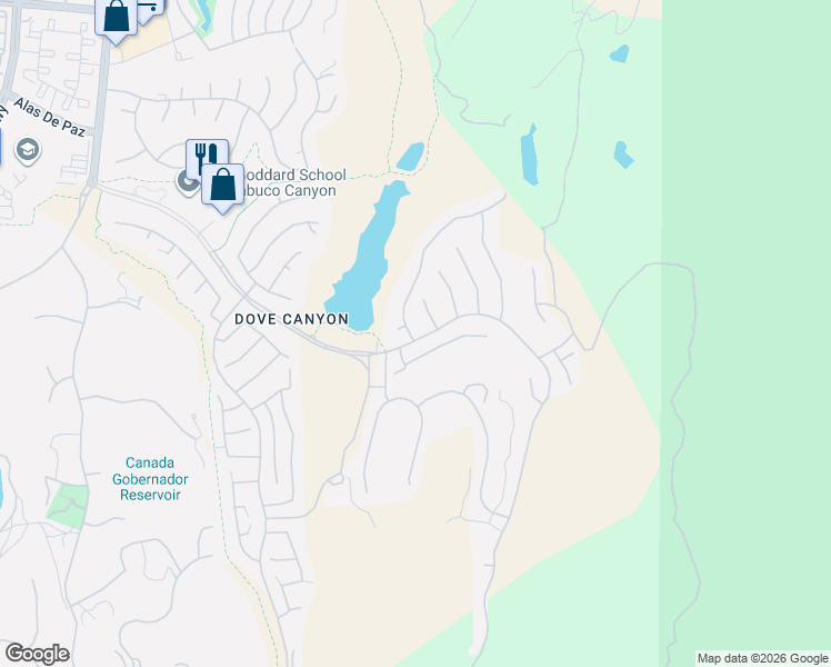 map of restaurants, bars, coffee shops, grocery stores, and more near 76 Hillrise in Rancho Santa Margarita