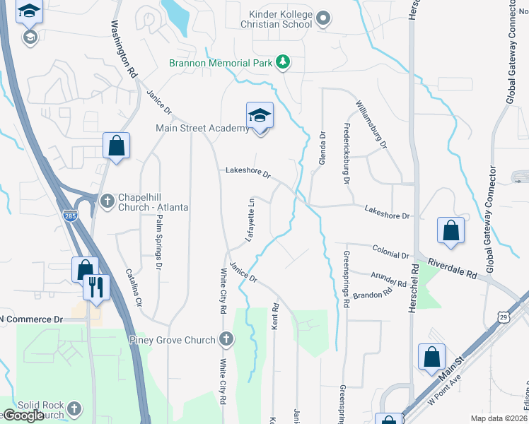 map of restaurants, bars, coffee shops, grocery stores, and more near 4335 York Road in College Park