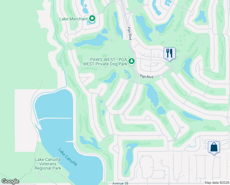 map of restaurants, bars, coffee shops, grocery stores, and more near 80030 Cedar Crest in La Quinta