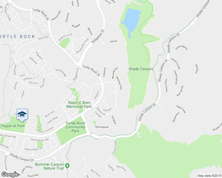 map of restaurants, bars, coffee shops, grocery stores, and more near 11 Rainbow Ridge in Irvine