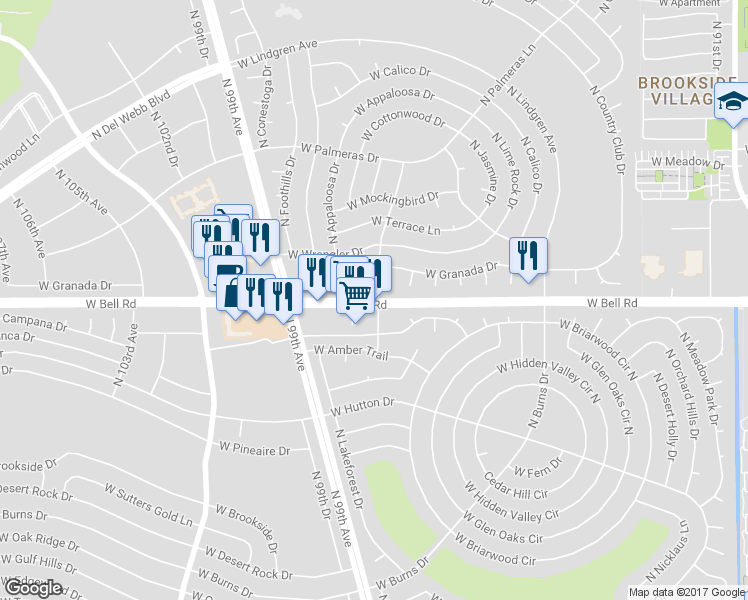map of restaurants, bars, coffee shops, grocery stores, and more near in Sun City
