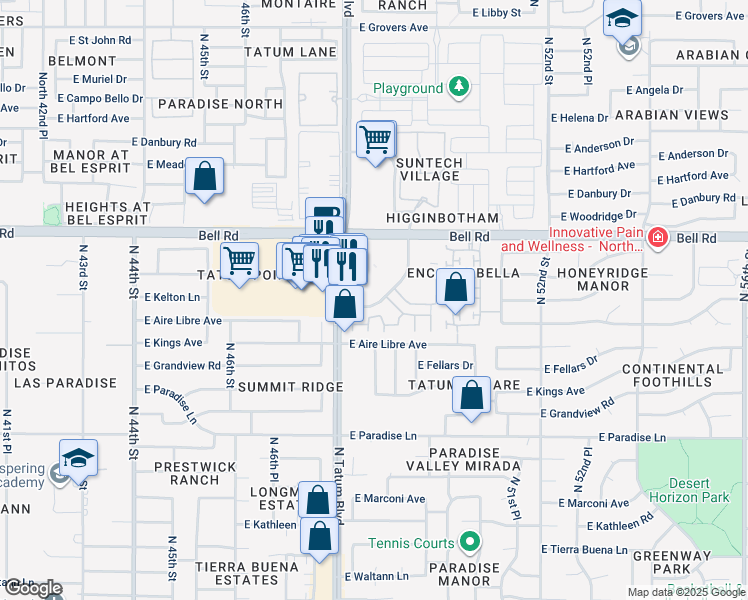 map of restaurants, bars, coffee shops, grocery stores, and more near 4901 East Kelton Lane in Scottsdale