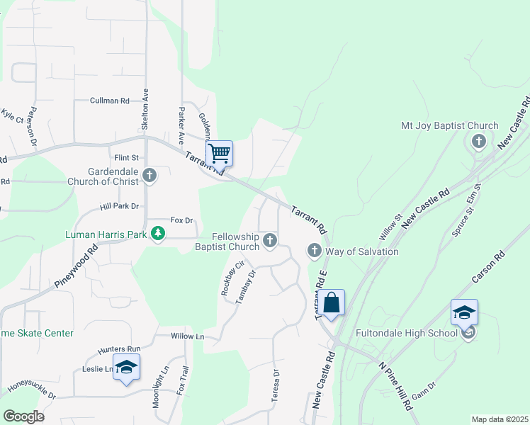 map of restaurants, bars, coffee shops, grocery stores, and more near 3317 Carol Drive in Birmingham