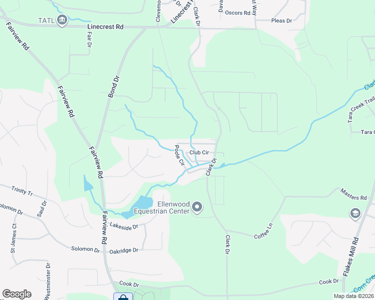 map of restaurants, bars, coffee shops, grocery stores, and more near 29 Poole Circle in Ellenwood