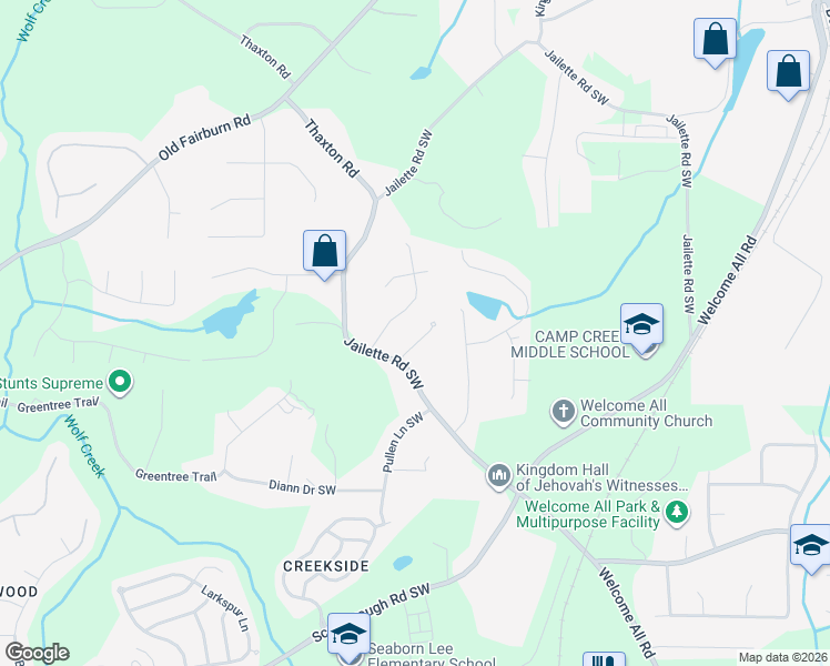 map of restaurants, bars, coffee shops, grocery stores, and more near 963 Jordan Way in Atlanta