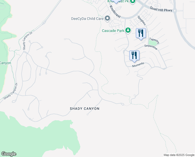 map of restaurants, bars, coffee shops, grocery stores, and more near 96 Canyon Creek in Irvine