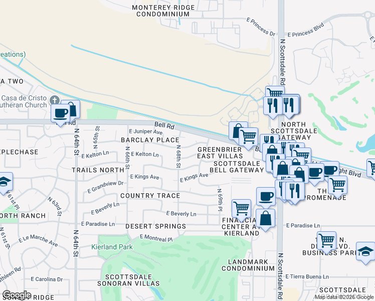 map of restaurants, bars, coffee shops, grocery stores, and more near 6828 East Phelps Road in Scottsdale