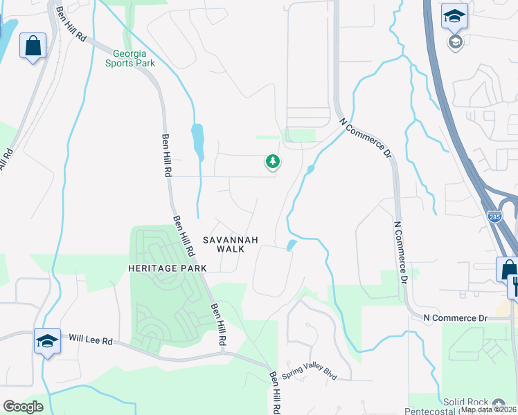 map of restaurants, bars, coffee shops, grocery stores, and more near 4274 Savannah Drive in Atlanta