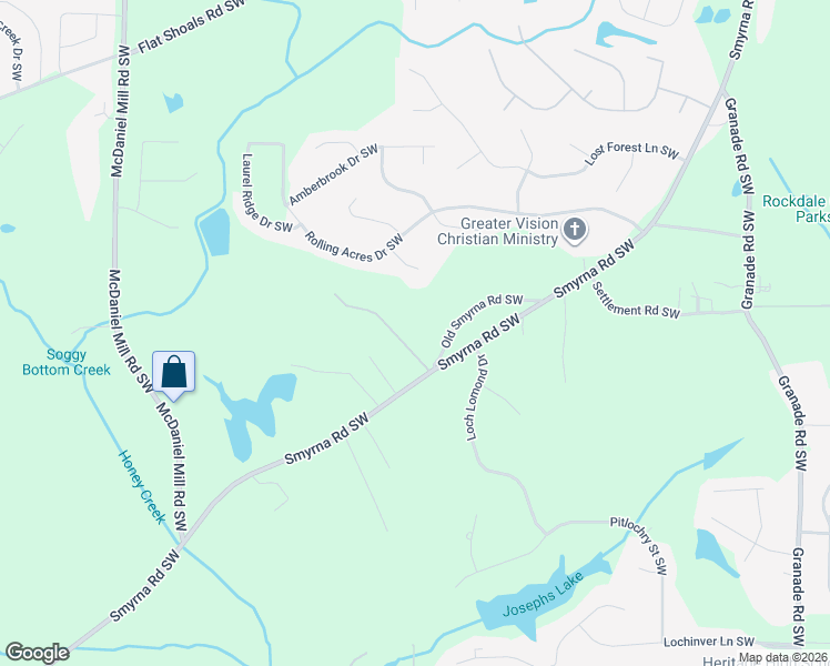 map of restaurants, bars, coffee shops, grocery stores, and more near 1993 Old Smyrna Road Southwest in Conyers