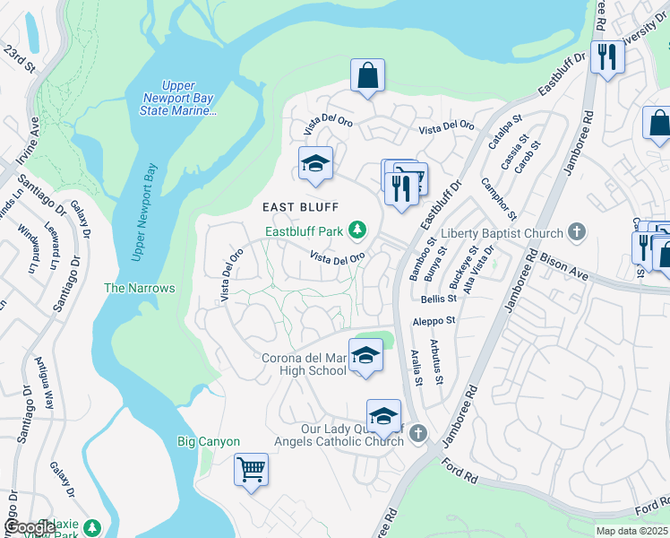 map of restaurants, bars, coffee shops, grocery stores, and more near 558 Vista Flora in Newport Beach
