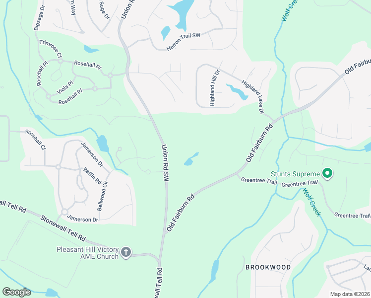 map of restaurants, bars, coffee shops, grocery stores, and more near 4220 Union Road Southwest in College Park