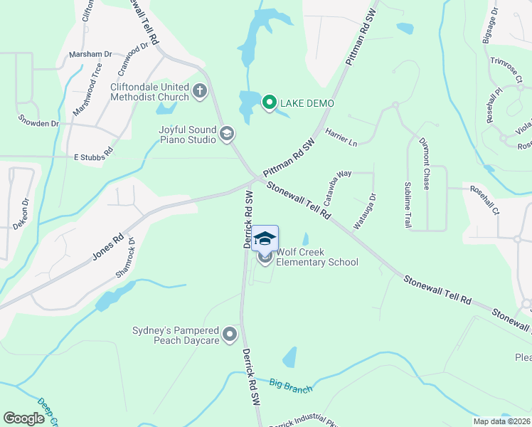 map of restaurants, bars, coffee shops, grocery stores, and more near 4235 Stonewall Tell Road in College Park