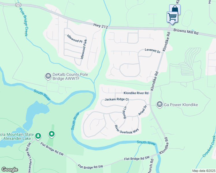map of restaurants, bars, coffee shops, grocery stores, and more near 4721 Klondike Circle in Lithonia