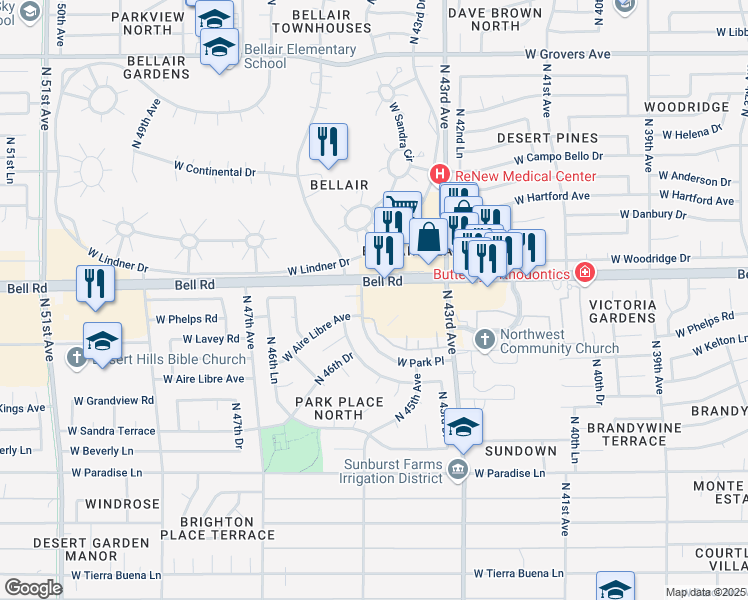 map of restaurants, bars, coffee shops, grocery stores, and more near in Phoenix