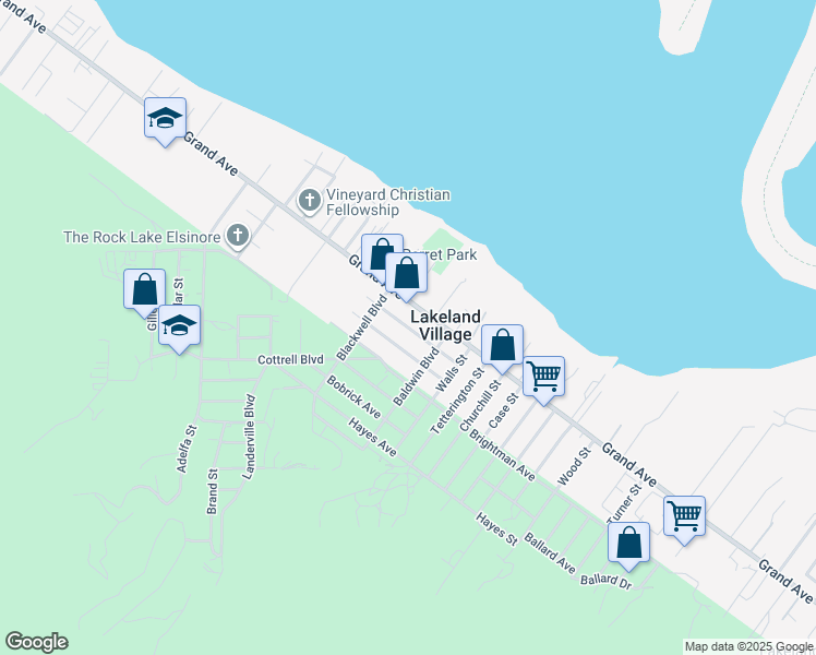 map of restaurants, bars, coffee shops, grocery stores, and more near 17653 Raley Avenue in Lake Elsinore