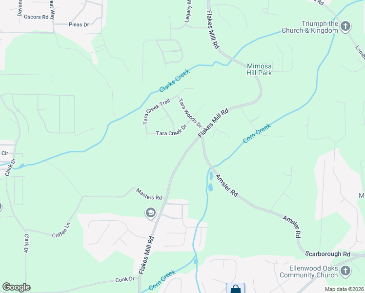 map of restaurants, bars, coffee shops, grocery stores, and more near 5133 Flakes Mill Road in Ellenwood