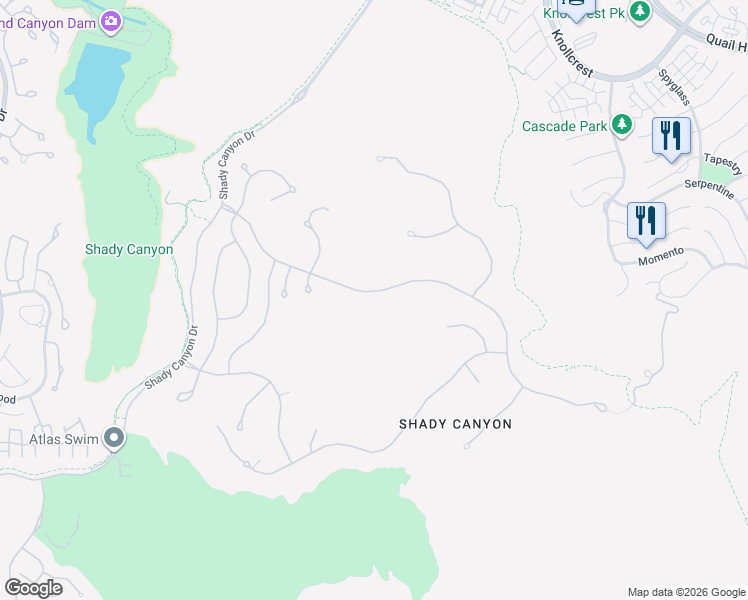 map of restaurants, bars, coffee shops, grocery stores, and more near 64 Canyon Creek in Irvine