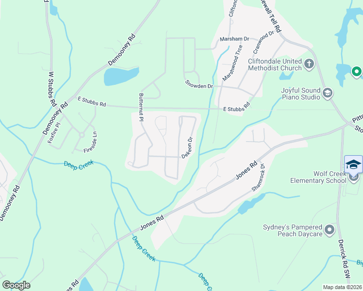map of restaurants, bars, coffee shops, grocery stores, and more near 4270 Holliday Road in Atlanta