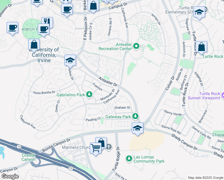 map of restaurants, bars, coffee shops, grocery stores, and more near 60 Murasaki Street in Irvine
