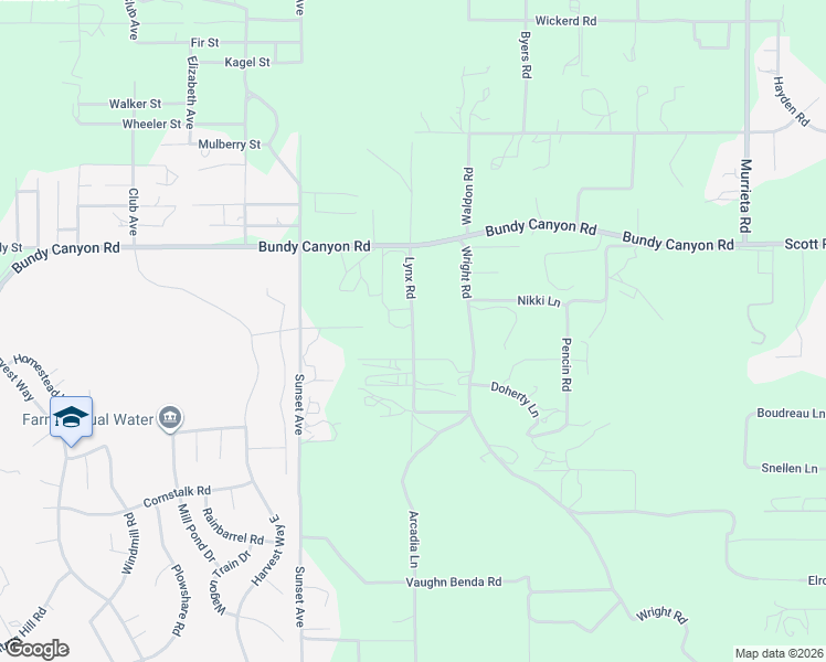 map of restaurants, bars, coffee shops, grocery stores, and more near Lynx Road in Menifee
