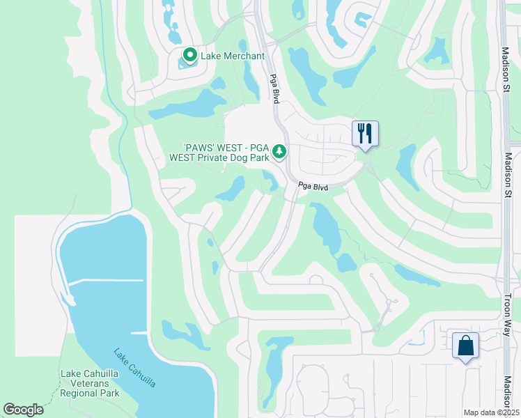 map of restaurants, bars, coffee shops, grocery stores, and more near 80265 Cedar Crest in La Quinta