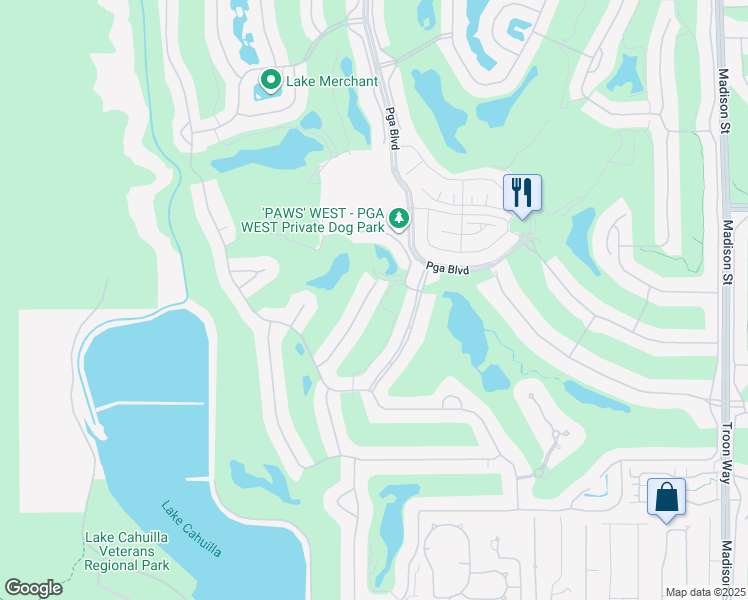 map of restaurants, bars, coffee shops, grocery stores, and more near 80265 Cedar Crest in La Quinta